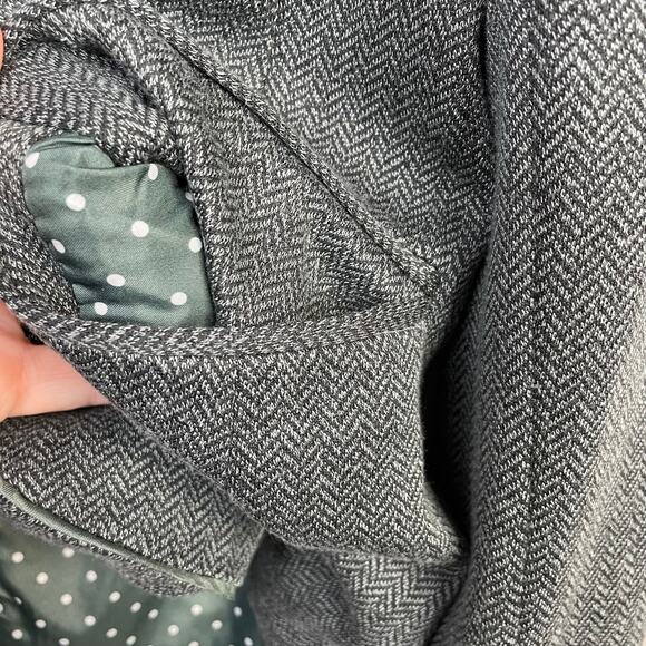 The Limited Green Gray Herringbone Tweed Classic Academia Blazer Jacket womens M - Picture 7 of 13